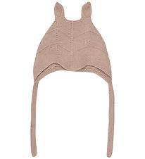 Huttelihut Babyhjelm m. Ører - Alpakauld - Strik - Mahogany Rose