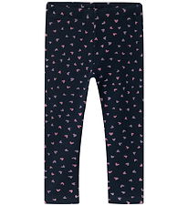 Name It Leggings m. Fleece - NmfDavina - Dark Sapphire/Heart AOP
