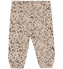 Minymo Sweatpants - Smoke Gray m. Blomster