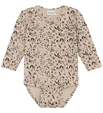 Minymo Body l/æ - Sweat - Smoke Gray m. Blomster