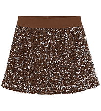 Minymo Nederdel - Velour - Woodrose m. Pailletter