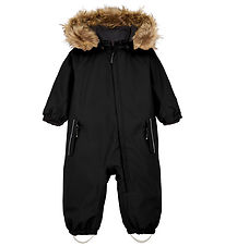 Color Kids Flyverdragt - Baby Coverall w. Fake Fur - Black