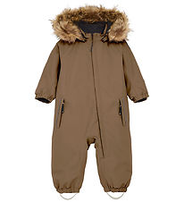 Color Kids Flyverdragt - Baby Coverall w. Fake Fur - Fossil