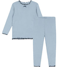 Konges Sløjd Sæt - Bluse/Leggings - Rib - Rivi - Blue Fog