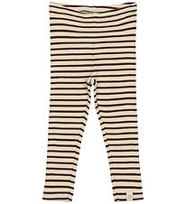 Petit Piao Leggings - Rib - Modal - Dark Grape/Off White