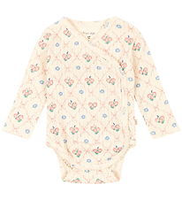 Konges Sløjd Body l/æ - Rib - Minnie - Fleur Decor m. Hulmønster