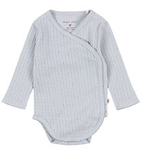 Konges Sløjd Body l/æ - Rib - Minnie - Gray Dawn m. Hulmønster