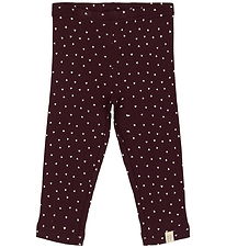 Petit Piao Leggings - Rib - Modal - Dark Grape/Hvid