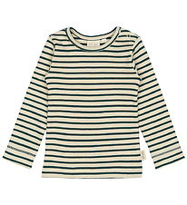 Petit Piao Bluse - Rib - Modal - Dark Sea/Off White