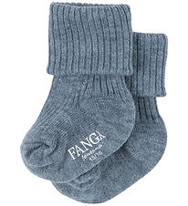 Fanga Fontana Strømper - Uld - Rib - Lana - Ashley Blue