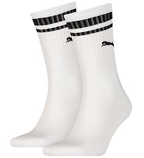 Puma Strømper - Regular Crew - 2-pak - Hvid m. Sorte Striber
