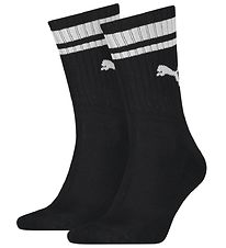 Puma Strømper - Regular Crew - 2-pak - Sort m. Hvide Striber