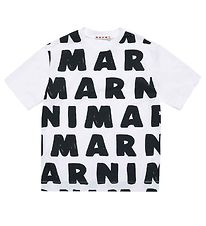 Marni T-shirt - Hvid m. AOP Logo