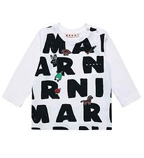 Marni Bluse - Hvid m. AOP Logo