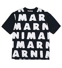 Marni T-shirt - Sort m. AOP Logo