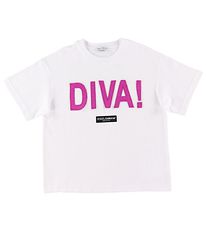 Dolce & Gabbana T-shirt - Diva - Hvid/Fuchsia
