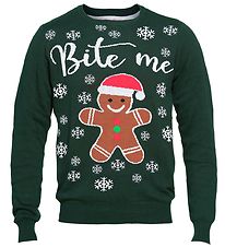 Jule-Sweaters Bluse - Bite Me - Mørkegrøn