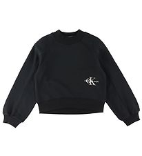 Calvin Klein Sweatshirt - Cropped - Monogram Off Placed - Sort