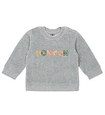Bonton Sweatshirt - Velour - Grå Glans