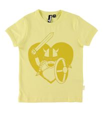 Danef T-shirt - DaneRainbow Ringer - Yellow m. Lille Warrior