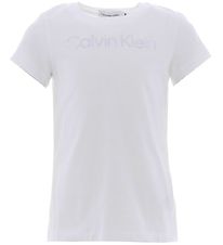 Calvin Klein T-shirt - Silver Logo - Slim - Bright White