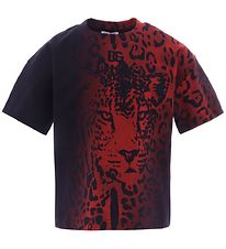 Dolce & Gabbana T-shirt - Animalier - Sort/Rød Leo