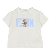 Fendi T-shirt - Hvid/Blå m. Bamse