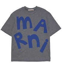 Marni T-shirt - Mørkegråmeleret m. Blå
