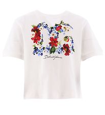 Dolce & Gabbana T-shirt - Renaissance - Hvid m. Blomster Dolce & Gabbana T-shirt - Renaissance - Hvid m. Blomster