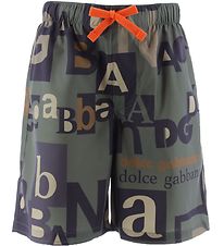 Dolce & Gabbana Badeshorts - Reborn To Live - Armygrøn m. Print Dolce & Gabbana Badeshorts - Reborn To Live - Armygrøn m. Print