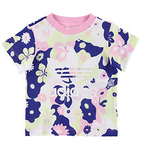 adidas Originals T-shirt - Hvid/Rosa/Lilla m. Blomster