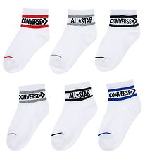 Converse Strmper - 6-pak - Quarter - Hvid m. Print