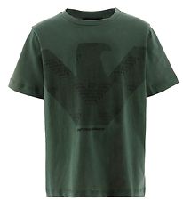 Emporio Armani T-shirt - Mørkegrøn m. Print