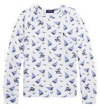 Polo Ralph Lauren Sweatshirt - Classics - Hvid/Blå m. Sejlskibe Polo Ralph Lauren Sweatshirt - Classics - Hvid/Blå m. Sejlskibe