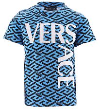 Versace T-shirt - Sky/Sort m. Print