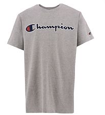 Champion T-shirt - Gråmeleret m. Logo
