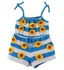 Stella McCartney Kids Buksedragt - Bl/Hvidstribet m. Blomster