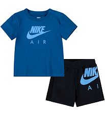 Nike Shortssæt - T-shirt/Shorts - Air - Sort/Blå