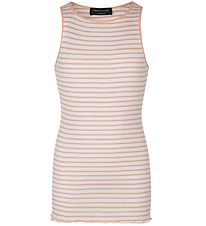 Rosemunde Top - Silke/Bomuld - Ivory Peachy Rose Stripe