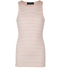 Rosemunde Top - Silke/Bomuld - Ivory Peachy Rose Stripe