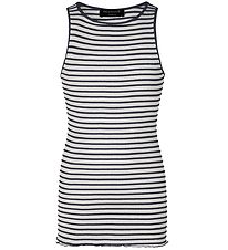 Rosemunde Top - Silke/Bomuld - Ivory Navy Stripe