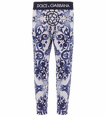 Dolce & Gabbana Leggings - Blu Mediterraneo - Hvid m. Blå Dolce & Gabbana Leggings - Blu Mediterraneo - Hvid m. Blå