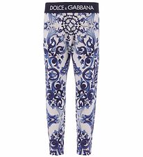 Dolce & Gabbana Leggings - Blu Mediterraneo - Hvid m. Bl