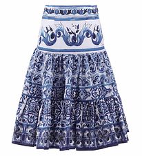 Dolce & Gabbana Nederdel - Blu Mediterraneo - Hvid m. Bl