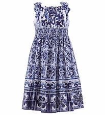 Dolce & Gabbana Kjole - Blu Mediterraneo - Hvid m. Bl