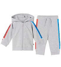 Stella McCartney Kids Sweatsæt - Gråmeleret m. Rød/Blå Blyant Stella McCartney Kids Sweatsæt - Gråmeleret m. Rød/Blå Blyant