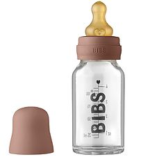 Bibs Sutteflaske - Glas - Slow Flow - 110 ml - Naturgummi - Wood