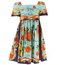 Dolce & Gabbana Kjole - Capri - Turkis m. Citrusfrugter Dolce & Gabbana Kjole - Capri - Turkis m. Citrusfrugter