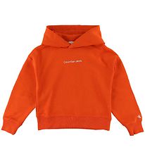 Calvin Klein Hættetrøje - Logo Boxy - Coral Orange