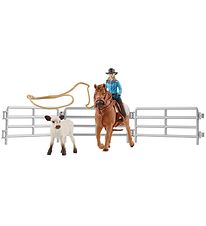 Schleich Farm World - Cowgirl Team Roping Fun